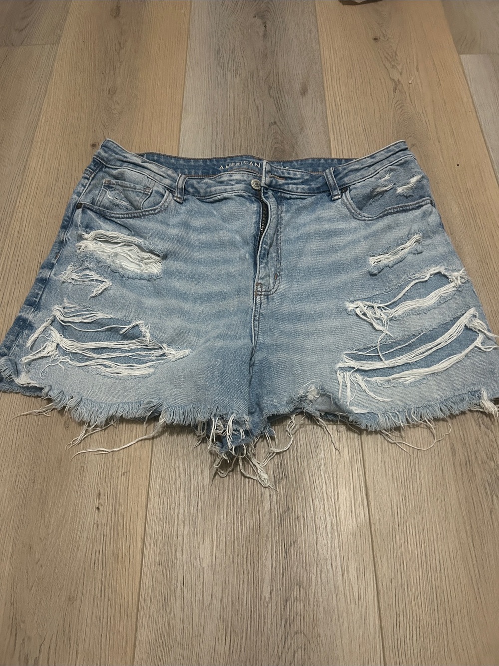 American Eagle Outfitters Light Wash Distressed Denim Shorts